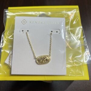 Kendra Scott ELISA Gold Filigree Pendant Necklace NIB‎ w/ Bag NO LONGER MADE.